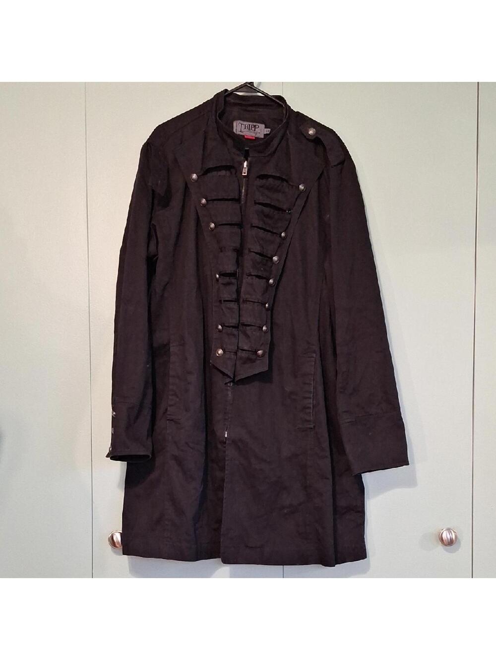 Tripp Nyc Black Long Trench Coat Size 2x